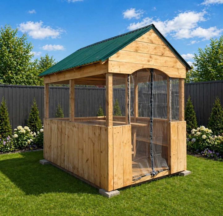 Беседки с москитной сеткой и освещением (3*2 и шестигранные )