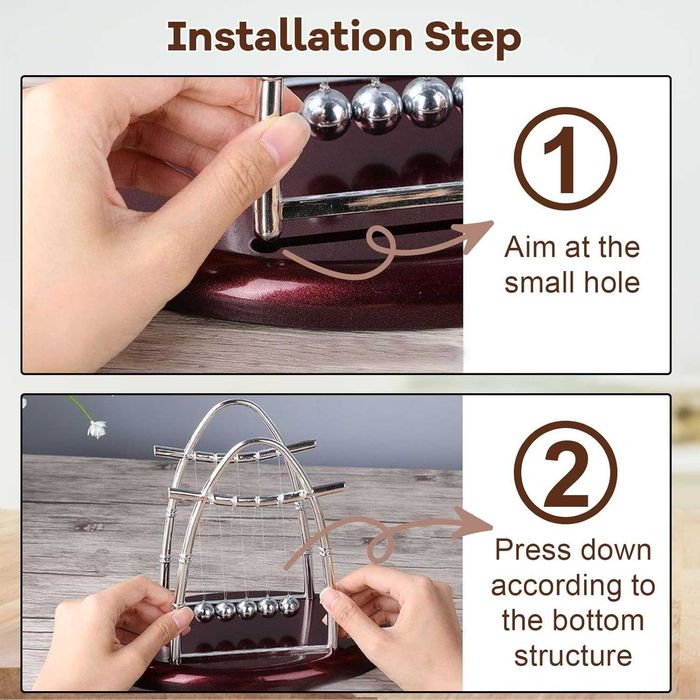 Pendulul lui Newton 5 bile, cadou original pentru birou, 23 x 14 cm