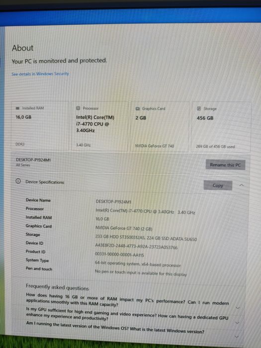 Vând Unitate PC , i7 4770 , 16 Gb - ram