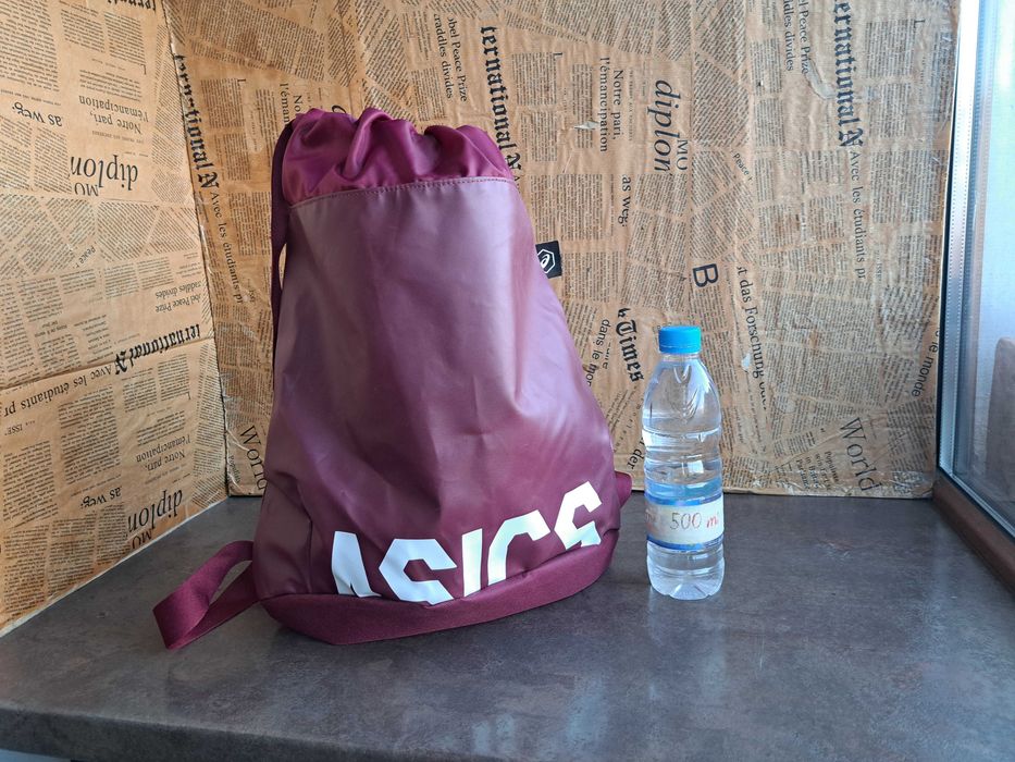 раница Asics-Нова!тъмно червена,текстилна чанта,,мешка