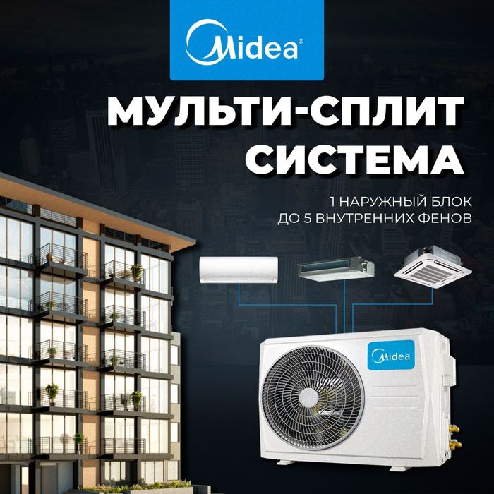 Мульти сплит системы Midea на 2, 3, 4, 5 комнат. Купить мульти сплит с