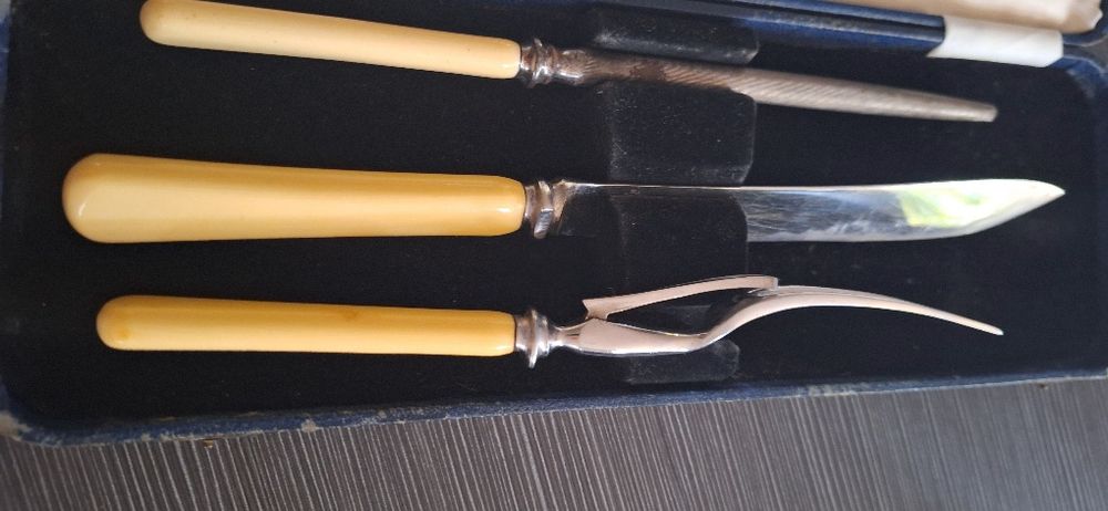 Инокс -кана, ваза, салфетник - сет, винтидж сет месо, руски лъжички