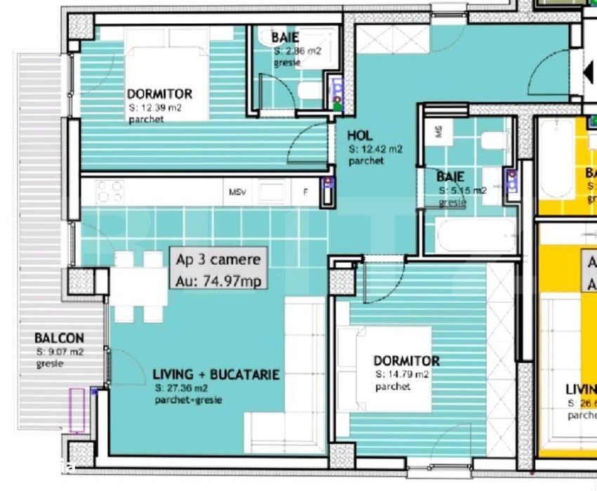 COMISION 0 | Apartament 3 camere, 75 mp,  Calea Torontalului