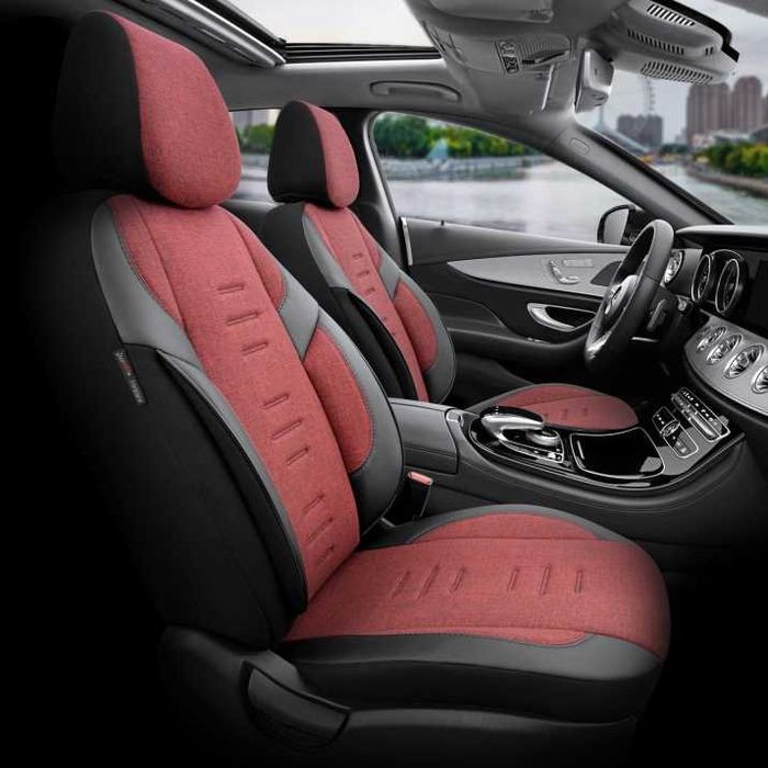 Комплект луксозна тапицерия Otom Throne червено-черна,текстил+еко кожа