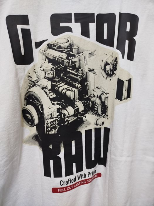 Уникална тениска G-Star Raw Engine Loose L XL нова мъжка бяла