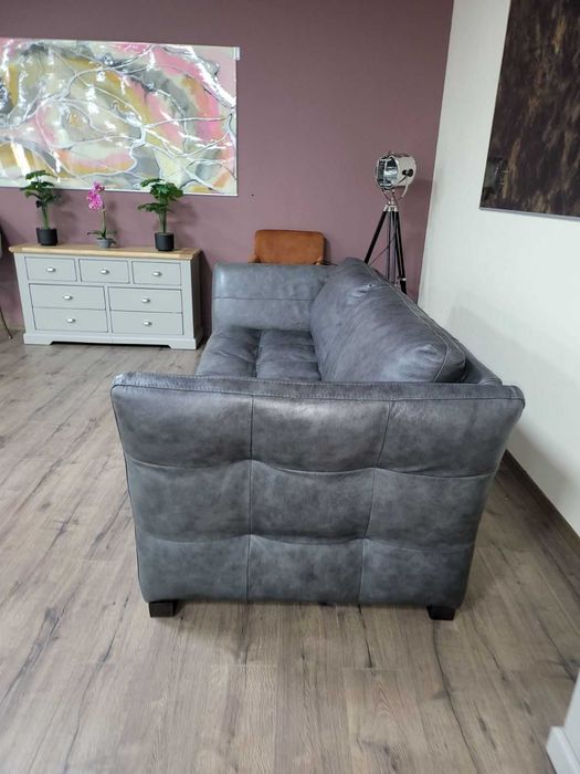 Тъмно сив кожен диван тройка "SARDINIA"