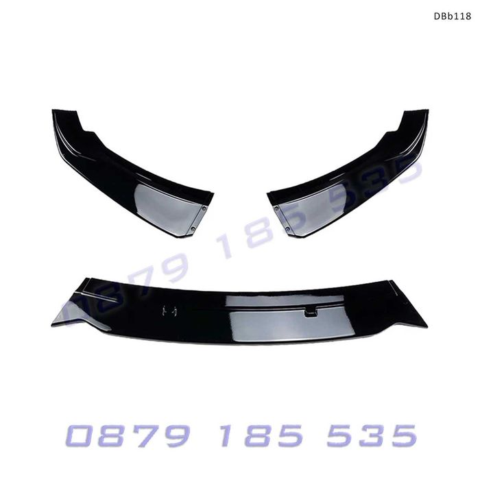 Преден лип спойлер за BMW  1 F20/F21 LCI 2015-2019 2 F22 2014-2019, черен гланц -DBb118 тунинг елемент добавка предна броня бмв ф20 ф21