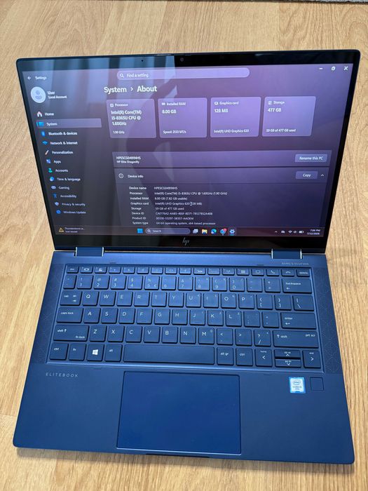 HP Elite Dragonfly, i5-8365U, 8GB RAM, 512GB SSD, Touchscreen