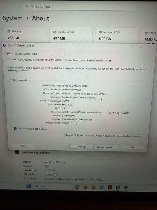 Laptop Huawei AMD Ryzen 4000 series 5