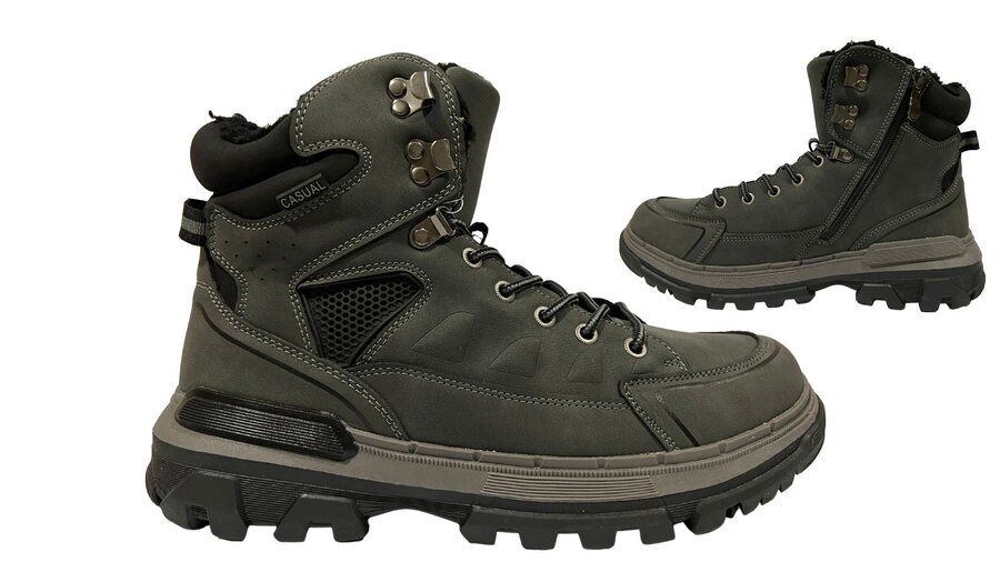 Мъжки боти зимни отоплени в сиво и камел-ПРОМОЦИЯ