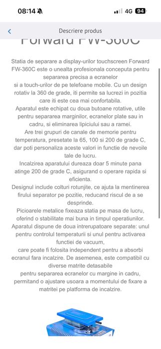 Plita separator display