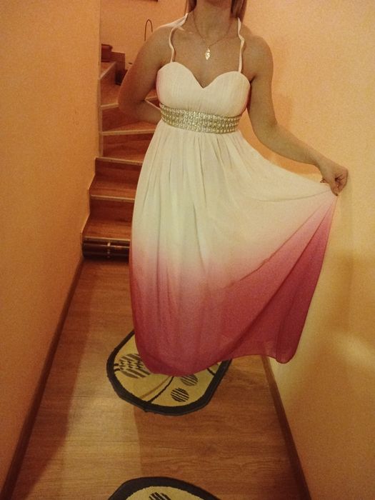 Rochie ocazie alb-roz