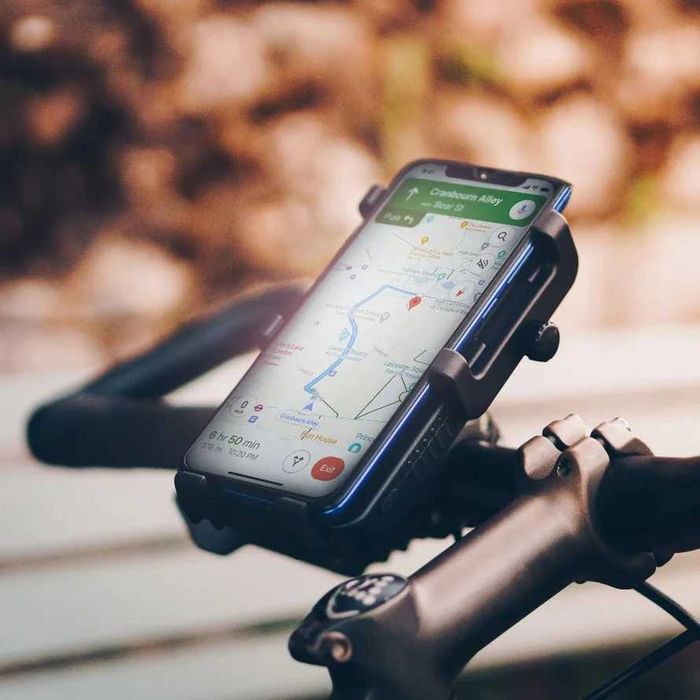 Suport telefon Bicicleta/Moto încărcare wireless 5000mAh și lumină LED