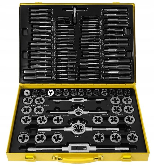 Set tarozi și filiere 110 piese din oțel calit cu geanta metalică