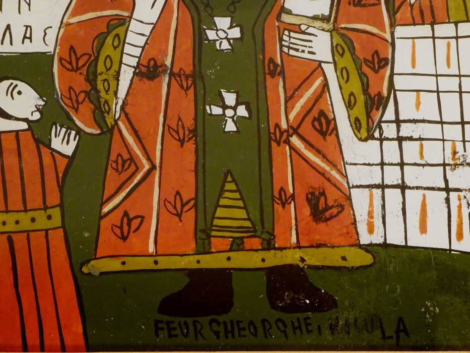 Icoana Sfantul Nicolae, pictura pe sticla de Feur Gheorghe, Nicula