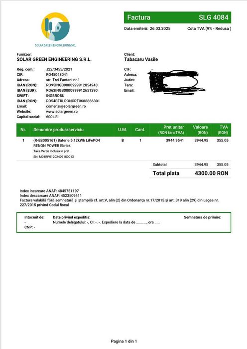 Baterie Renon Power EBrick 5.12 kWh 51.2V 100Ah LiFePO4