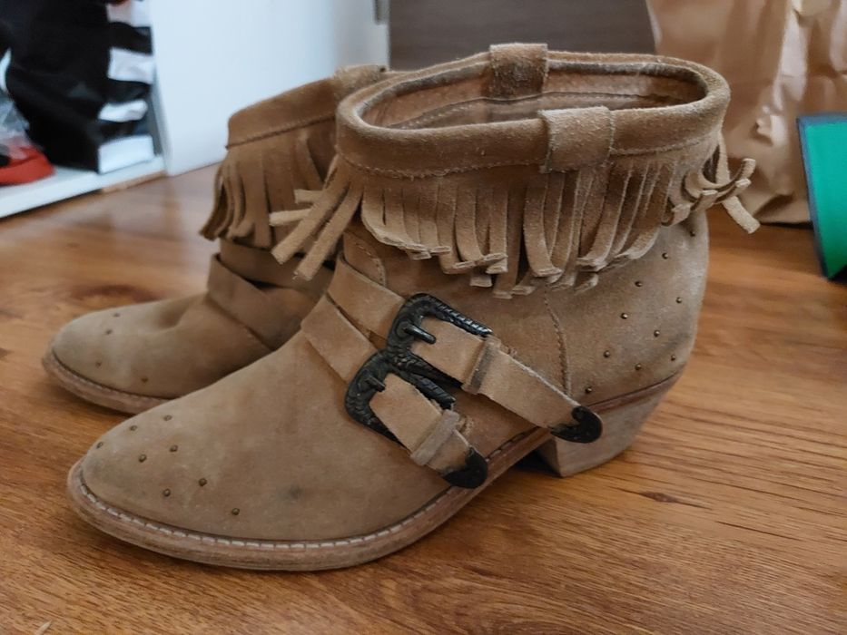 Кожени боти от набук Mango N°39, boho, Cowboy, Marant