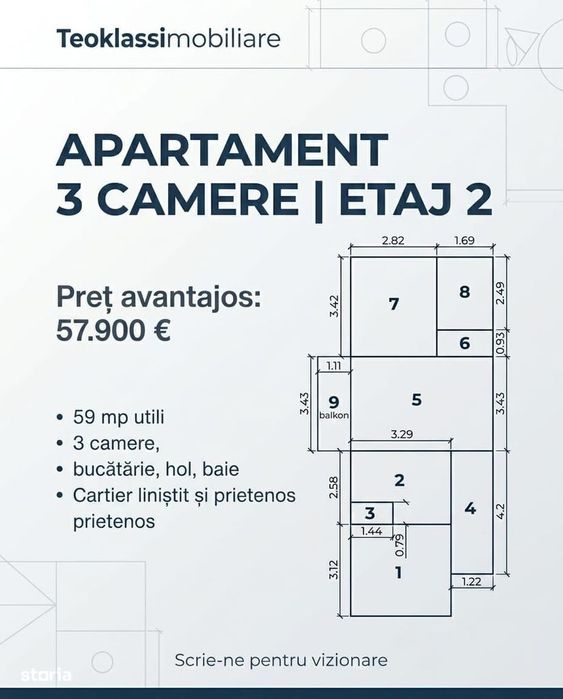 Apartament 3 camare etaj 2 — fotografia 1