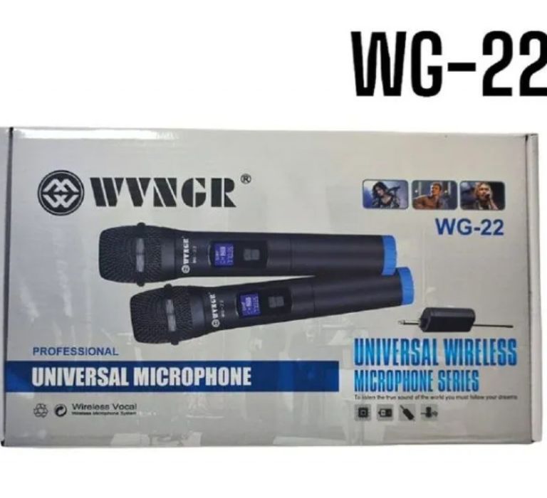 Комплект 2 бр. универсални динамични безжични микрофони WG-22