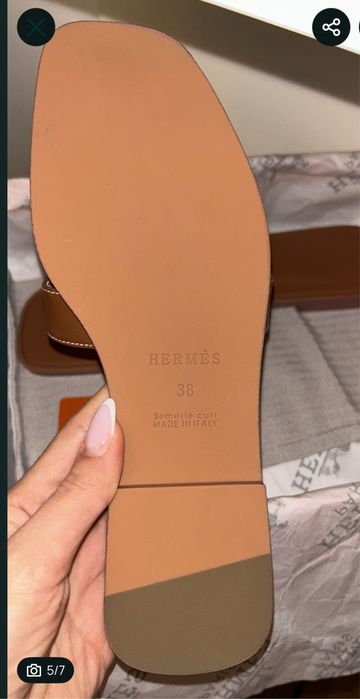 Papuci Hermes Oran piele pe stoc 38