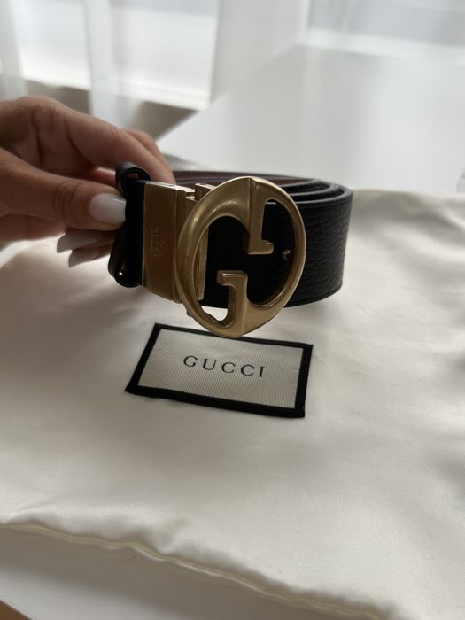 Curea gucci reversibila negru si roz originala