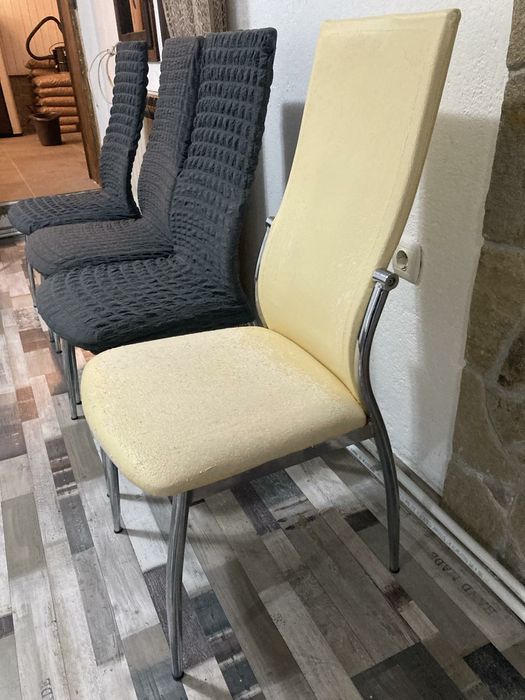 Столове кожа текстил 6 бр