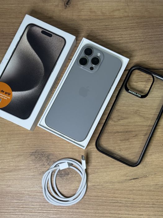 iPhone 15 Pro Max 512 GB 94% Natural Titanium full box,husa mobilefox