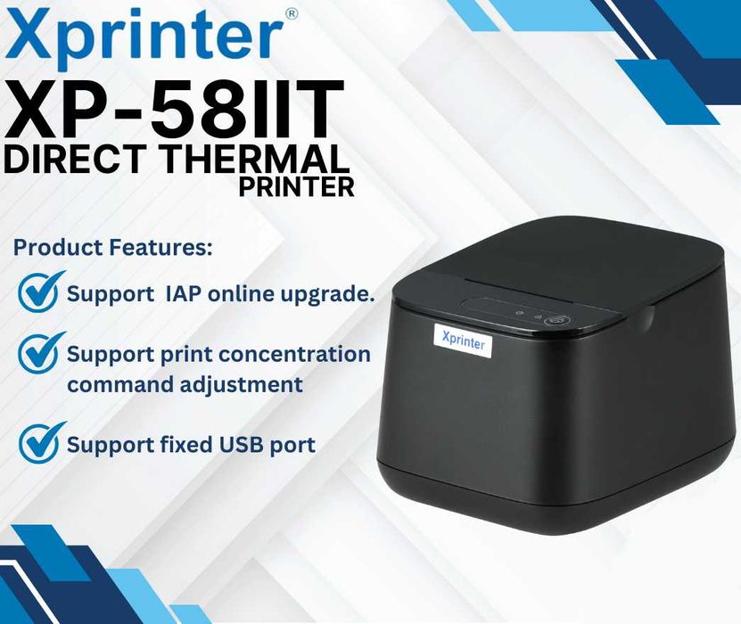 Термопринтер Xprinter XP-58IIT — компактный и быстрый. Есть доставка