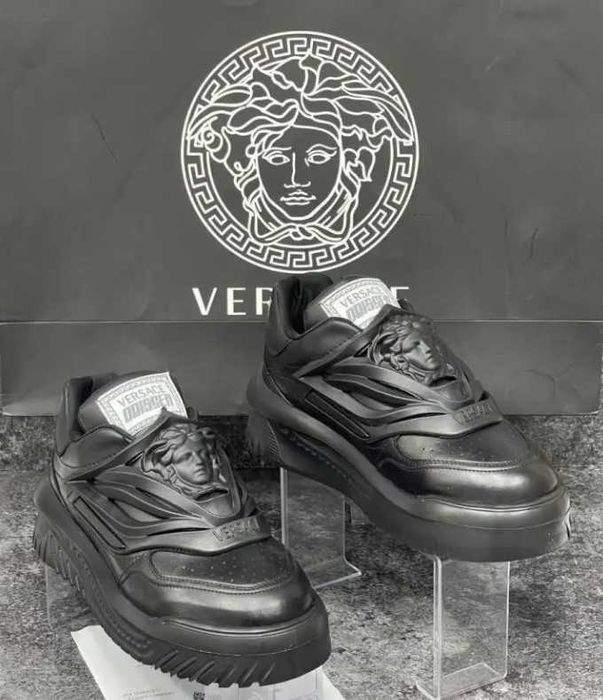 Adidași~sneakers high-top bărbați Versace Odissea Black (săculeț de transport CADOU/Livrare cu verificare)