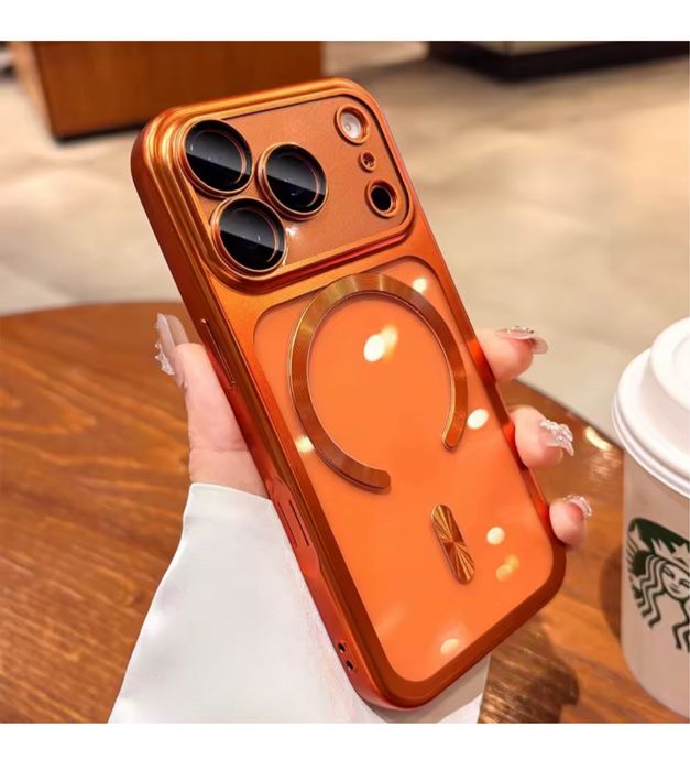 Iphone 17 PRO 17 PRO MAX Husa Magsafe Lucioasa Portocalie