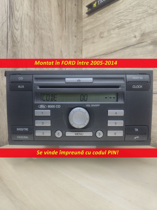 Radio FORD casetofon 6000cd mk6 player transit 2006 mondeo c-max mk7 2008 fiesta mk1 2011 2009 focus 2005 CD 2007 2010