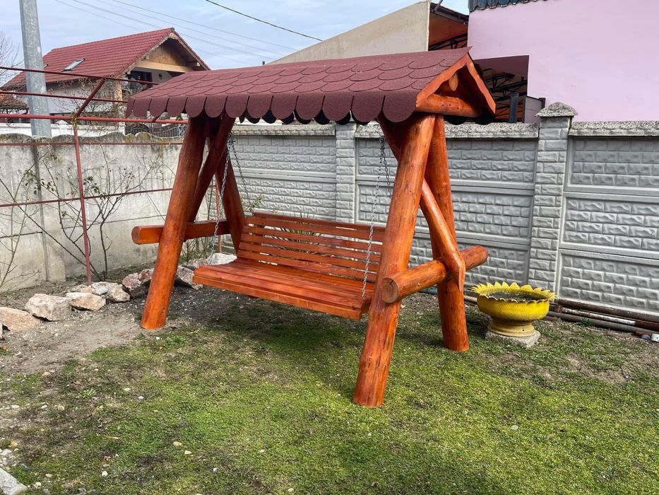Leagan rustic din lemn masiv de brad