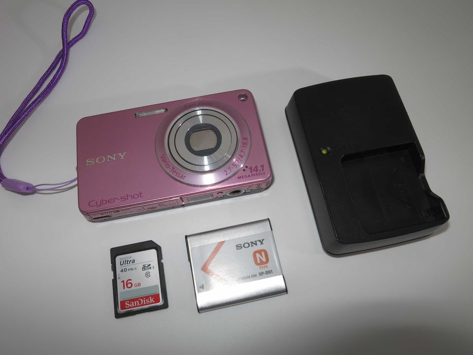 Sony Cyber-shot W350 ултра компактен фотоапарат розов цвят, дигитална камера, в отлично състояние, пълен комплект, тествана и работи перфектно
