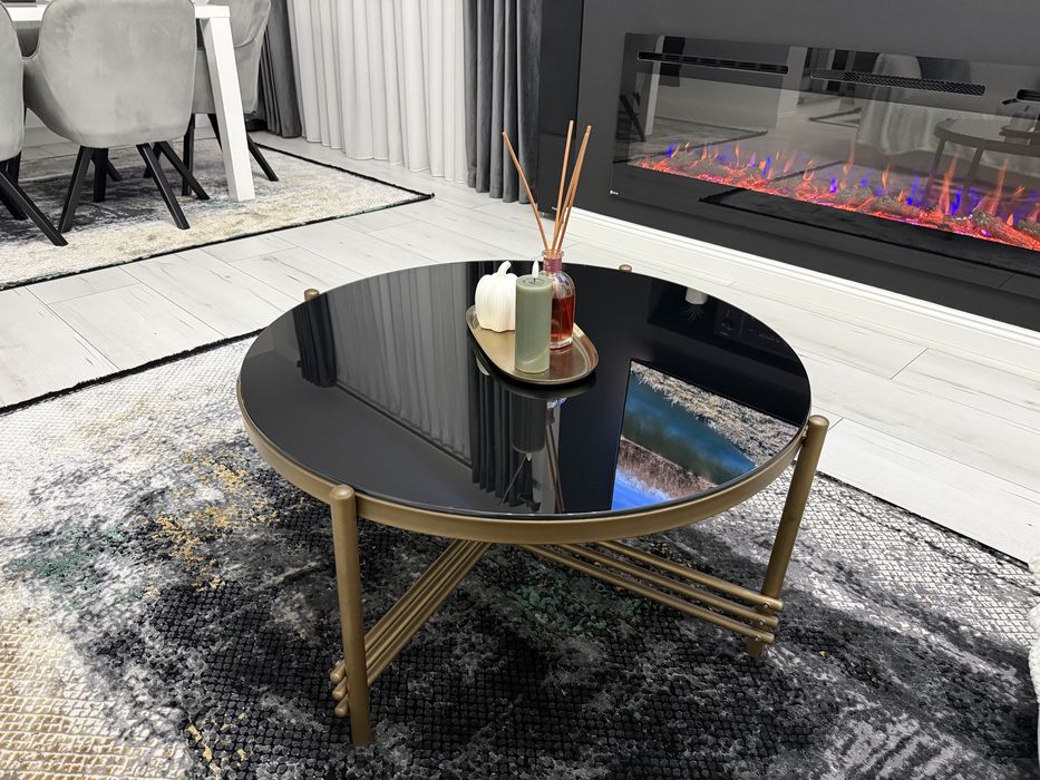 Măsuță de cafea 41x80 cm auriu/negru