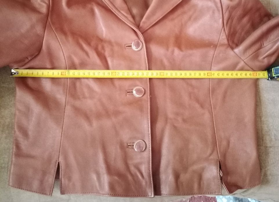 geaca piele maro, slim marime 42