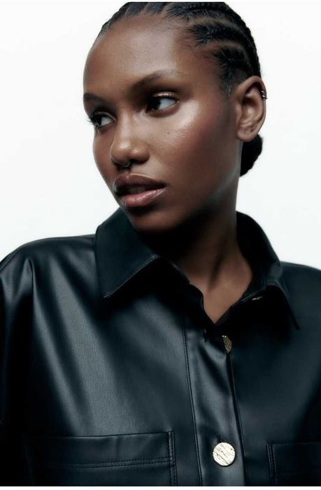 Zara кожена връхна риза яке, размер S овърсайз