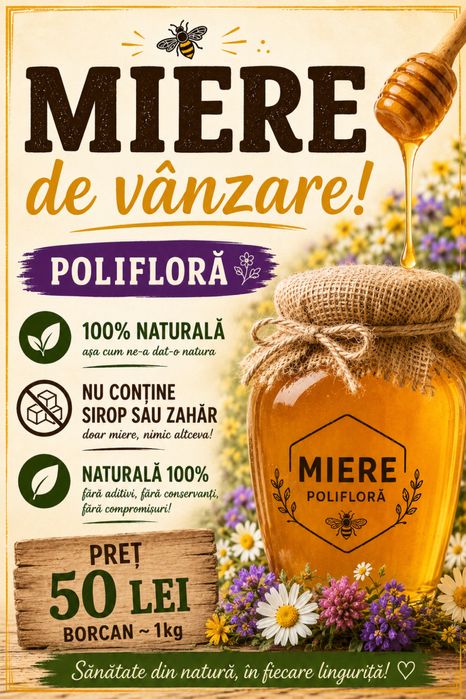 Miere de albine polifloră naturala