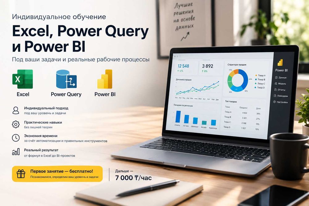 Индивидуальное обучение Excel, Power Query и Power BI под ваши задачи