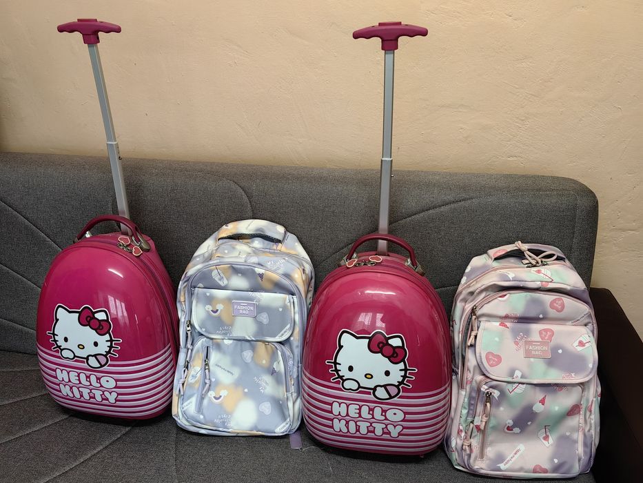 Troler hello kitty +ghiozdan fetițe 50 setul