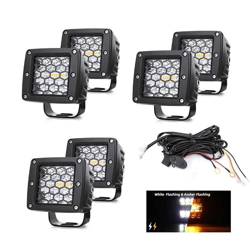 6 БРОЯ х 96W LED Фарове Диодни Халогени Фарове + Окабеляване с бутон гр ...