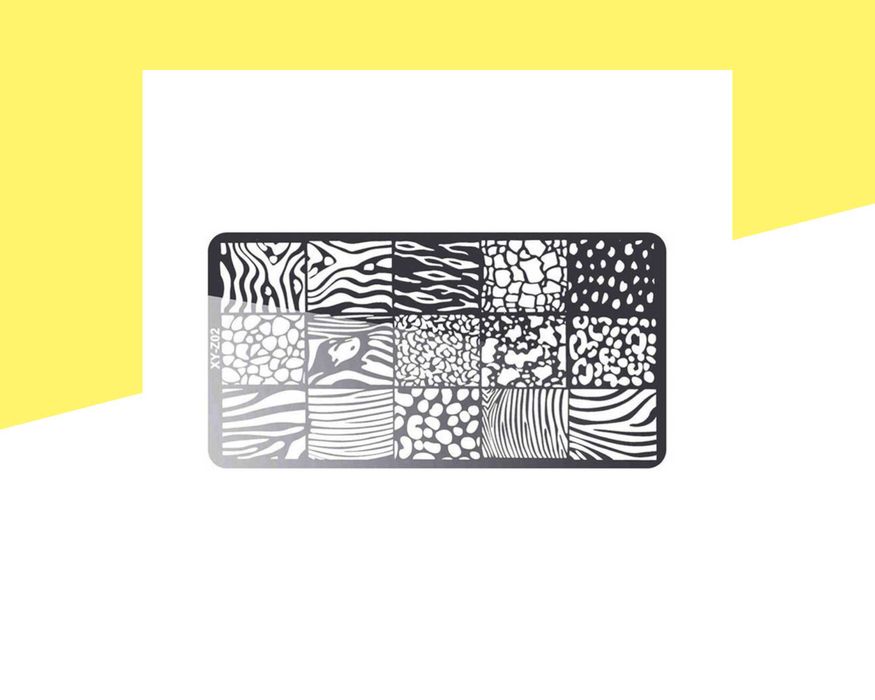 Метален шаблон за печат за нокти: дантела, животински принт