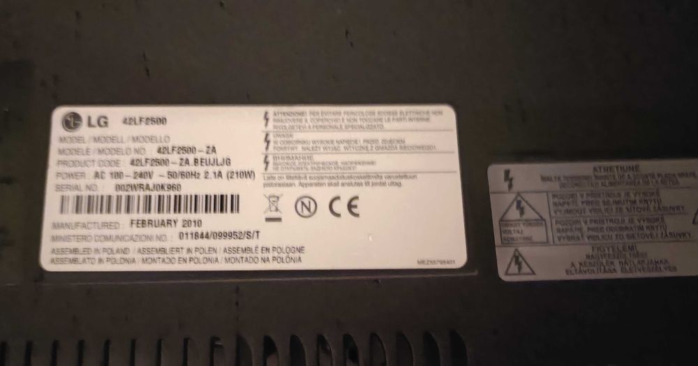 TV LCD LG 42" 42LF2500-ZA - panel defect pt piese (sursa, mb, t-con)