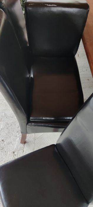 Scaune living sufragerie lemn masiv și piele ecologică
