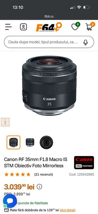 Canon R6 + obiectiv RF 35mm macro f1.8