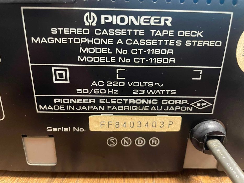 Pioneer CT-1160R Stereo Cassette Deck