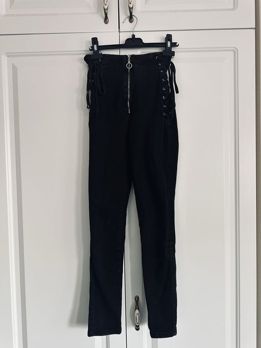Blugi negri , elastici , cu talie inalta , masura Xs / S