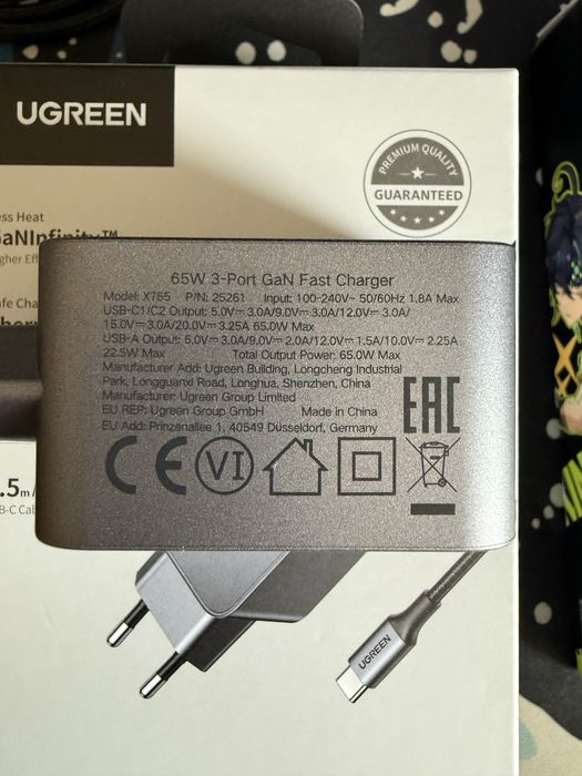 Зарядный блок Ugreen 65 вт