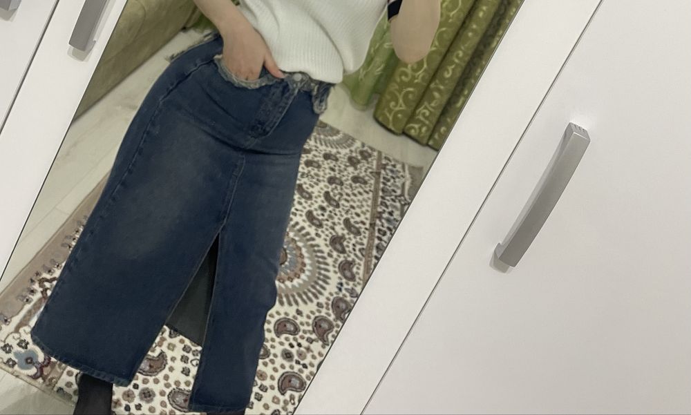 Джинсовая юбка длина миди