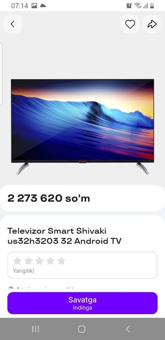 32 Shvaki Smart Tv sotiladi