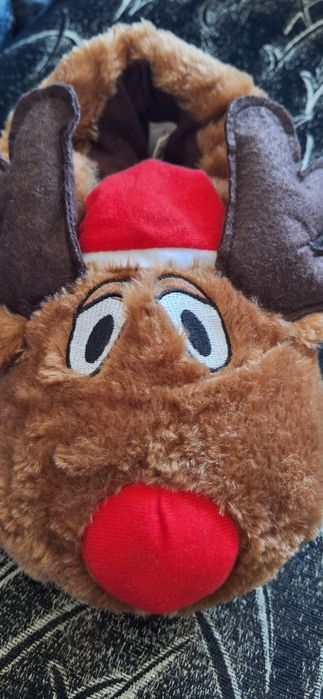 Плюшени коледни домашни пантофи